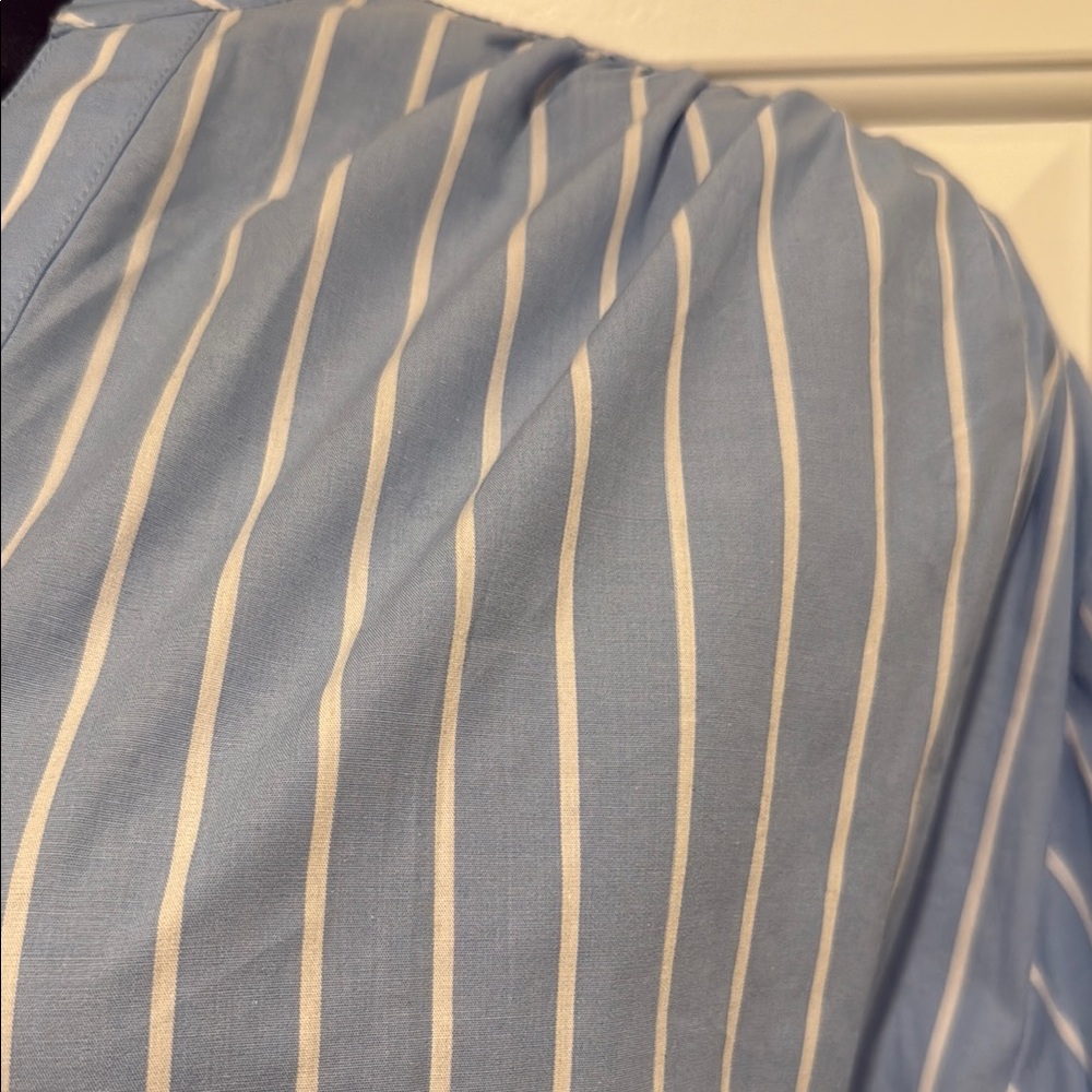 Striped Light Blue Maxi Skirt Two-Piece Dress - Picture 3 of 4